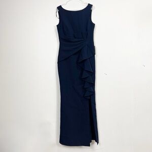 Eliza J Evening Gown Womens 10 Navy Blue Sleeveless Slit NWT NEW